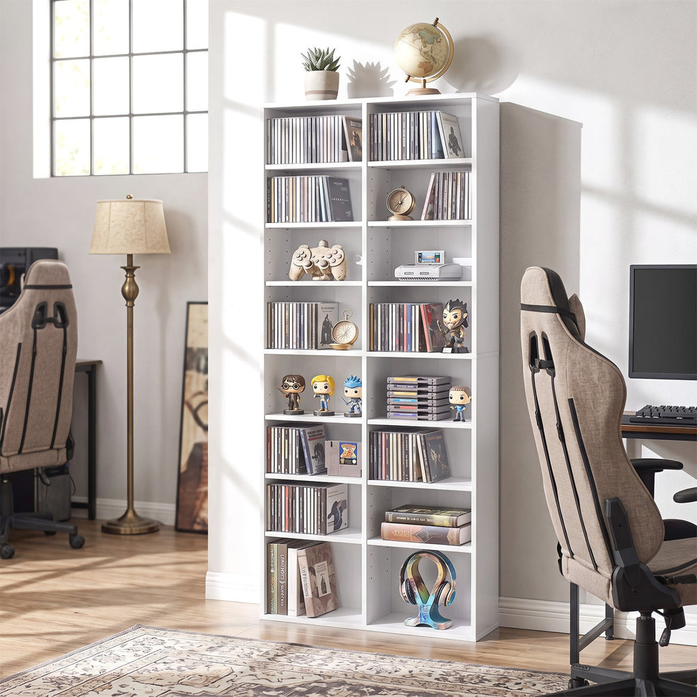 16 Compartment CD Storage Unit with Adjustable Shelves 54"