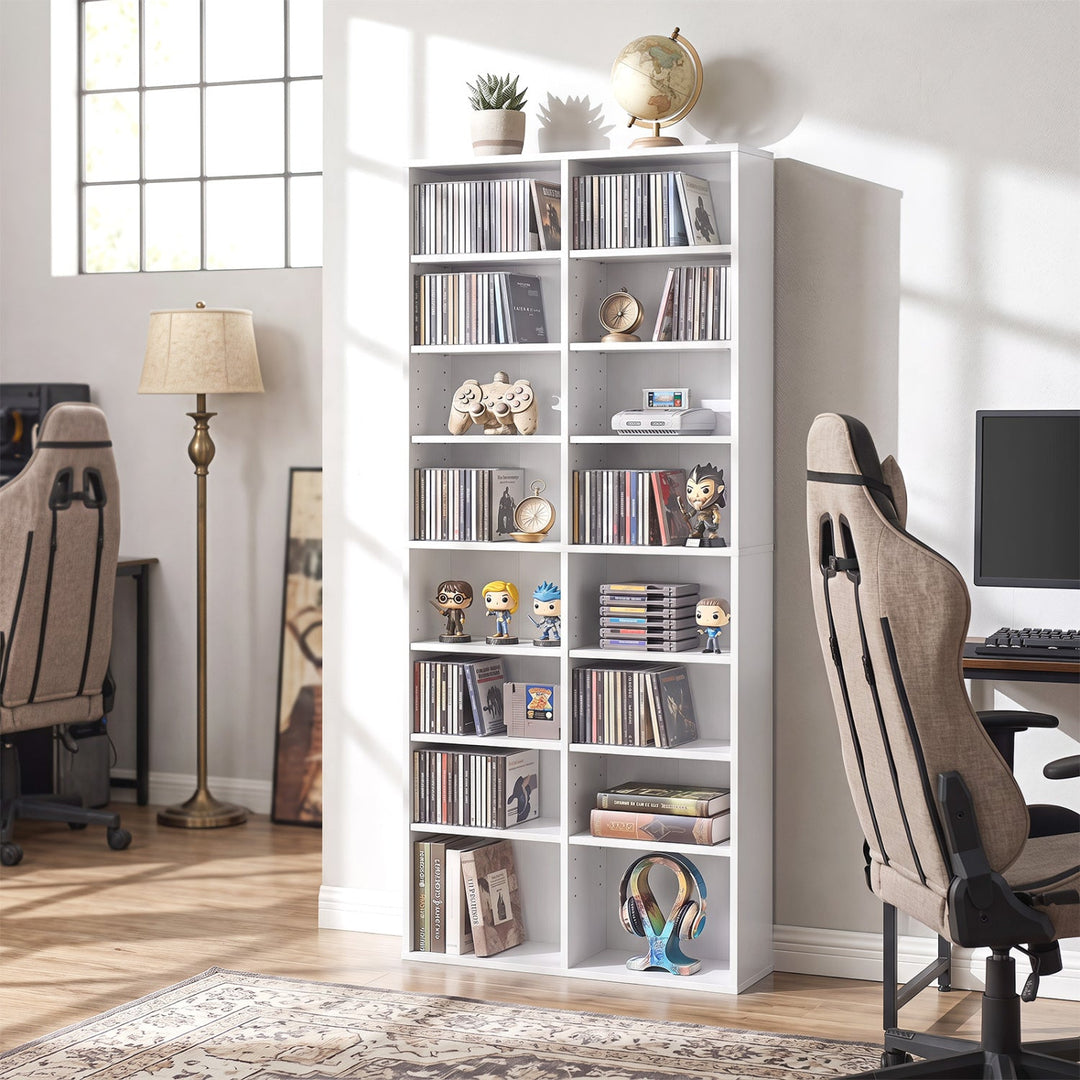 16 Compartment CD Storage Unit with Adjustable Shelves 54"