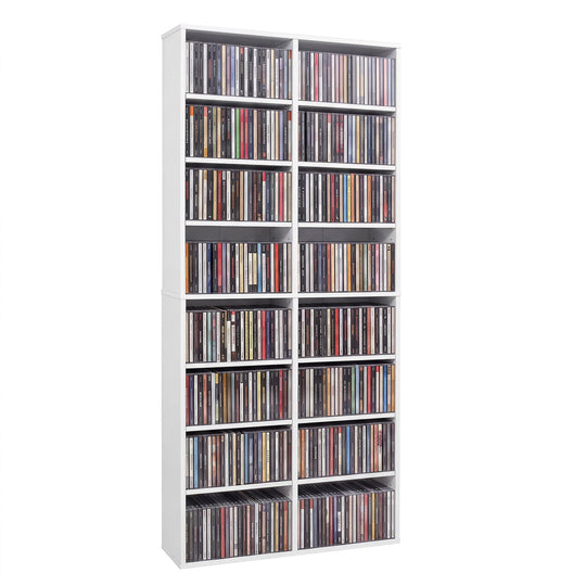 16 Compartment CD Storage Unit with Adjustable Shelves 54"