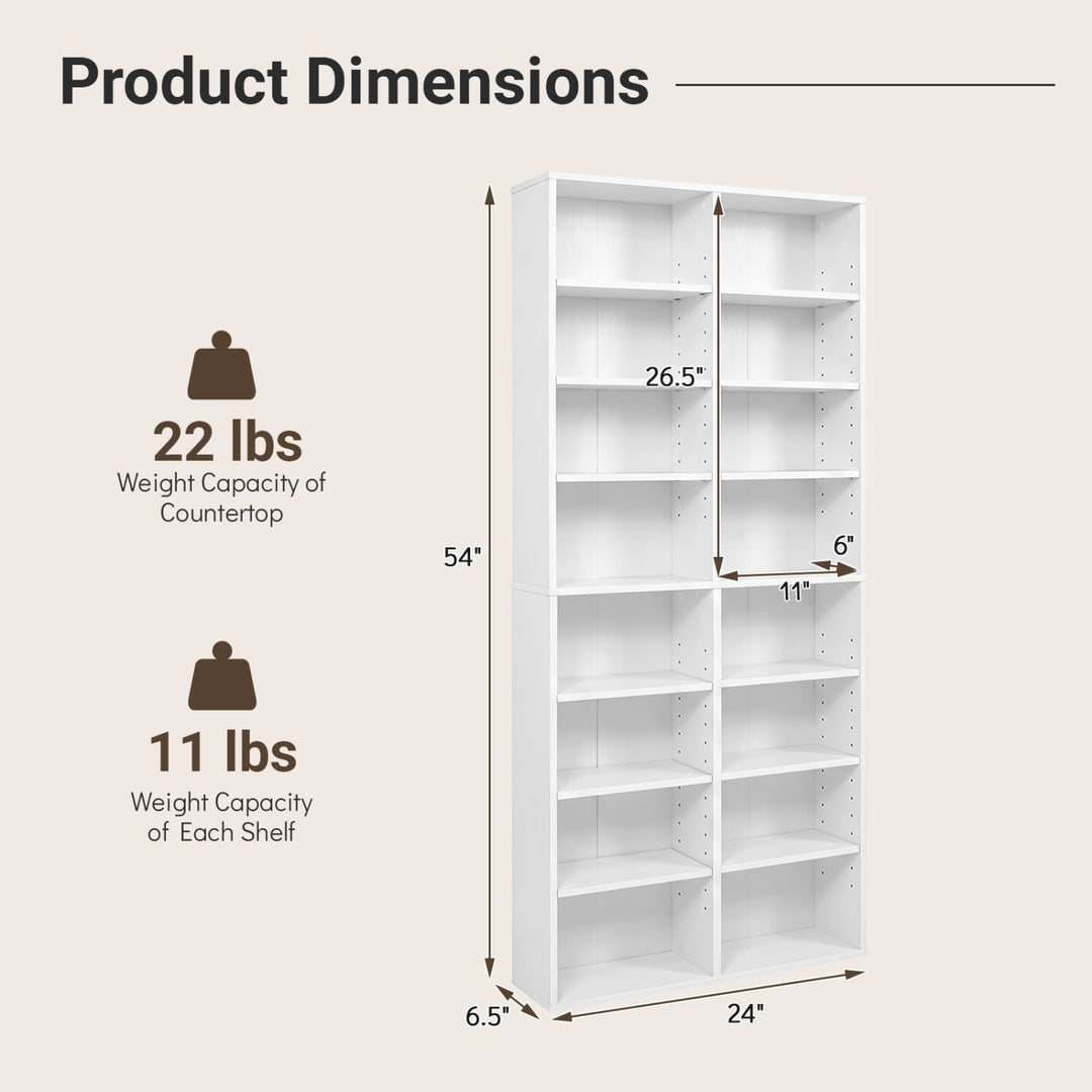 16 Compartment CD Storage Unit with Adjustable Shelves 54"