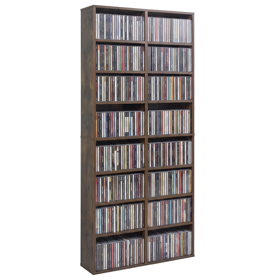 16 Compartment CD Storage Unit with Adjustable Shelves 54"