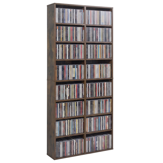 16 Compartment CD Storage Unit with Adjustable Shelves 54"