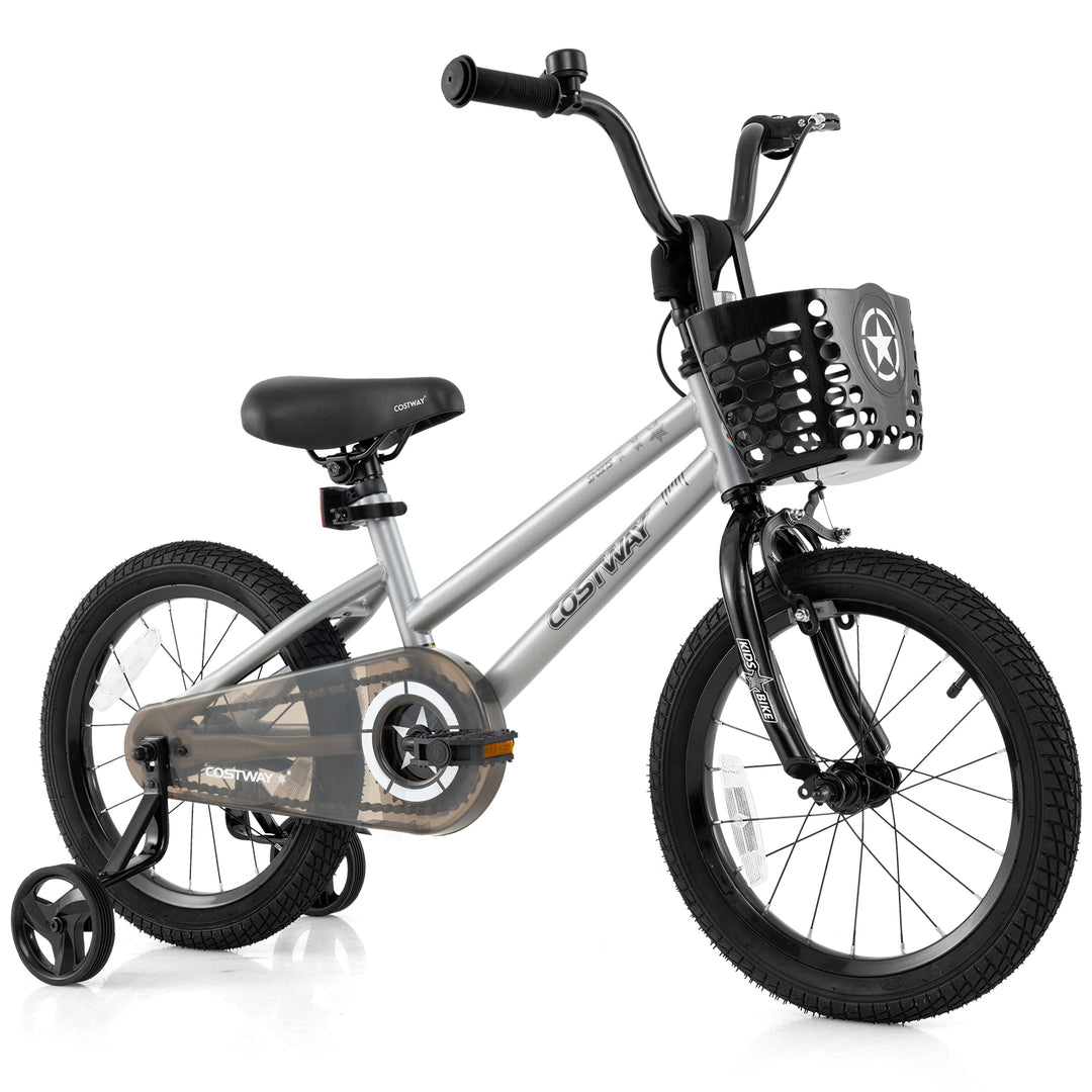 12/14/18 Inch Kids Bike Adjustable with Transparent Chain Cover for 3-8 Years Old-16 inches
