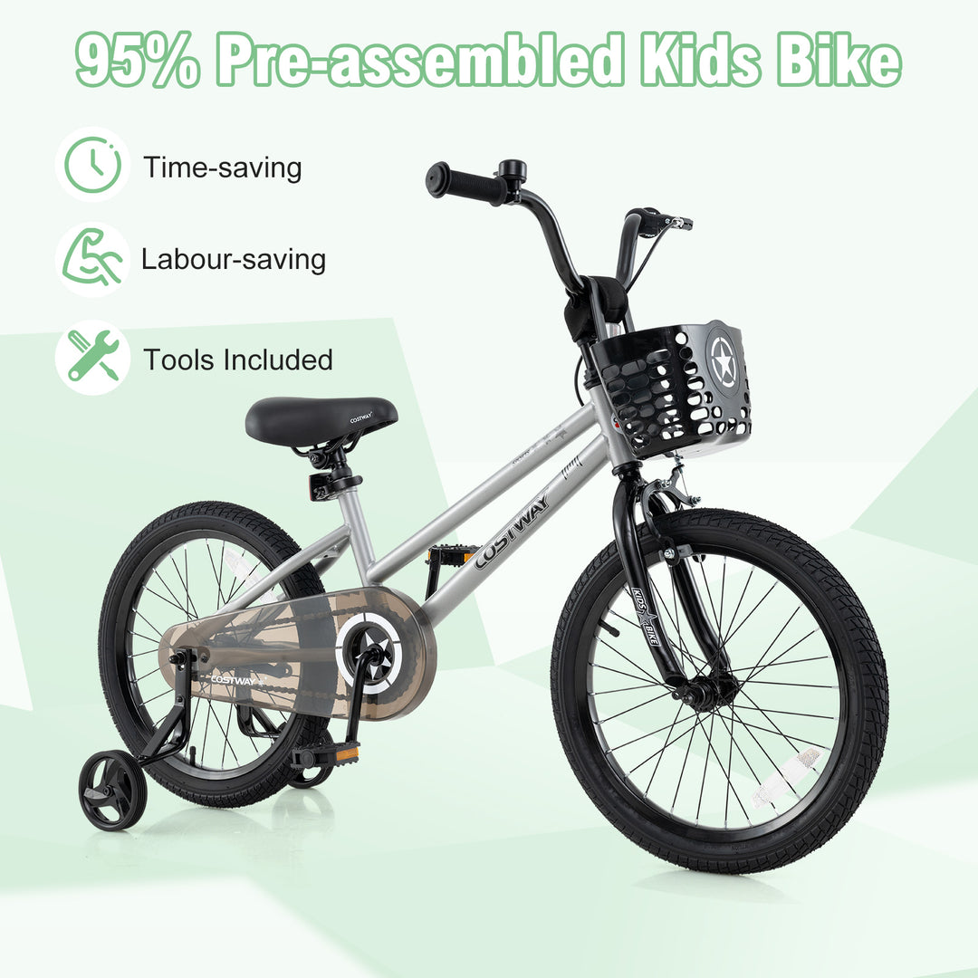 12/14/18 Inch Kids Bike Adjustable with Transparent Chain Cover for 3-8 Years Old-16 inches