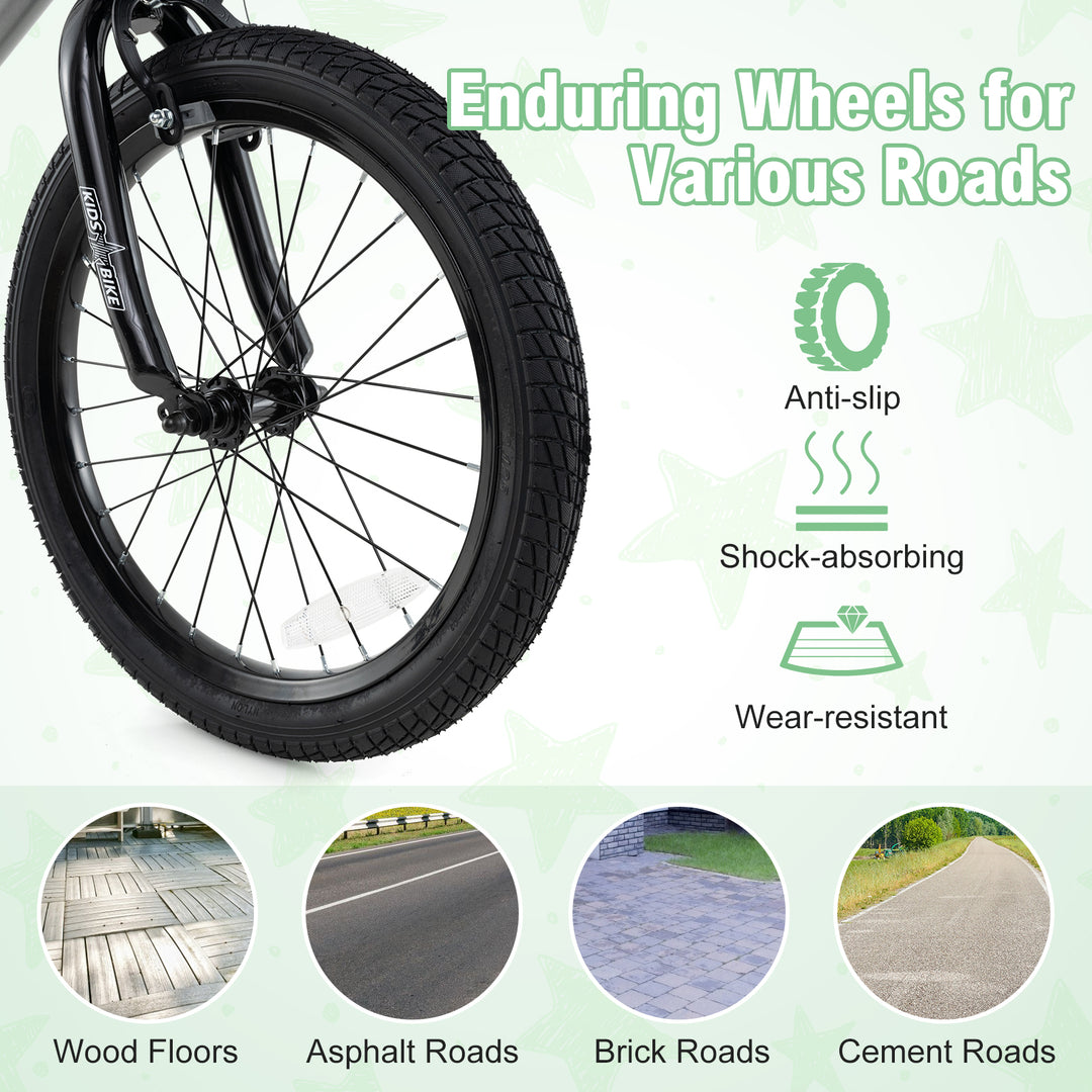 12/14/18 Inch Kids Bike Adjustable with Transparent Chain Cover for 3-8 Years Old-16 inches