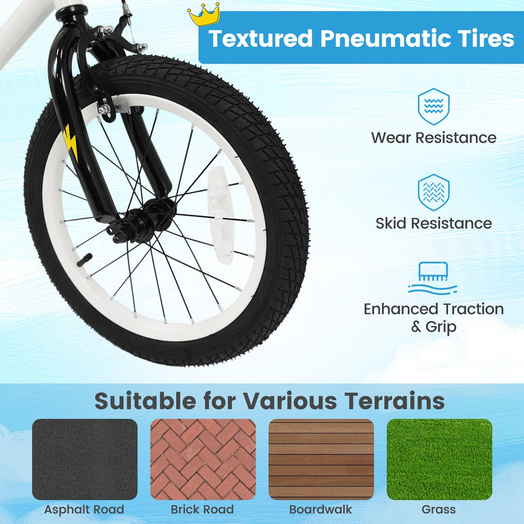 Kids Bike with Training Wheels 12-18 Inch White