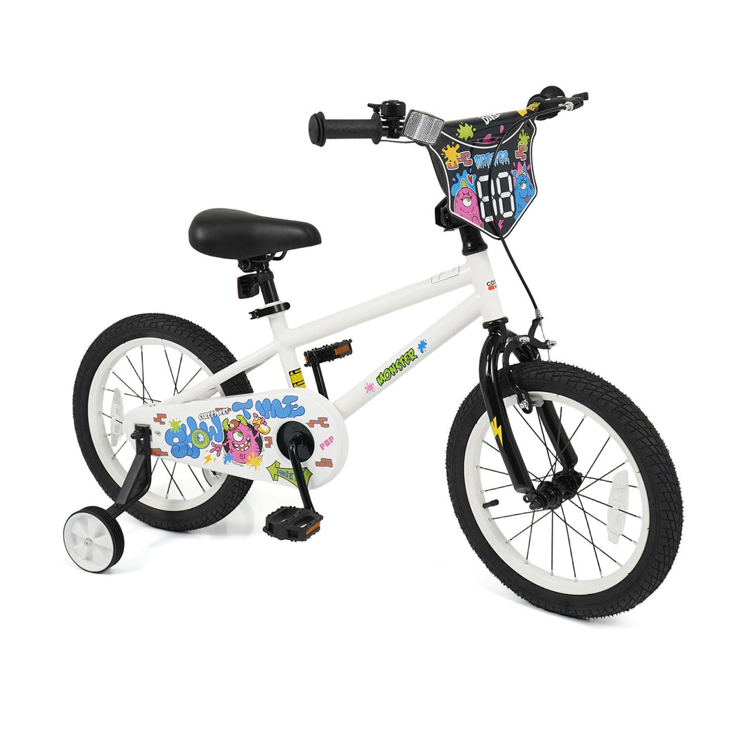 Kids Bike with Training Wheels 12-18 Inch White
