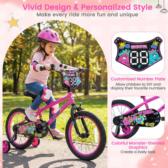 Kids Bike with Training Wheels 12-18 Inch Pink