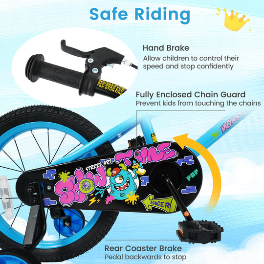 Kids Bike 16 Inch with Training Wheels Ages 4-7