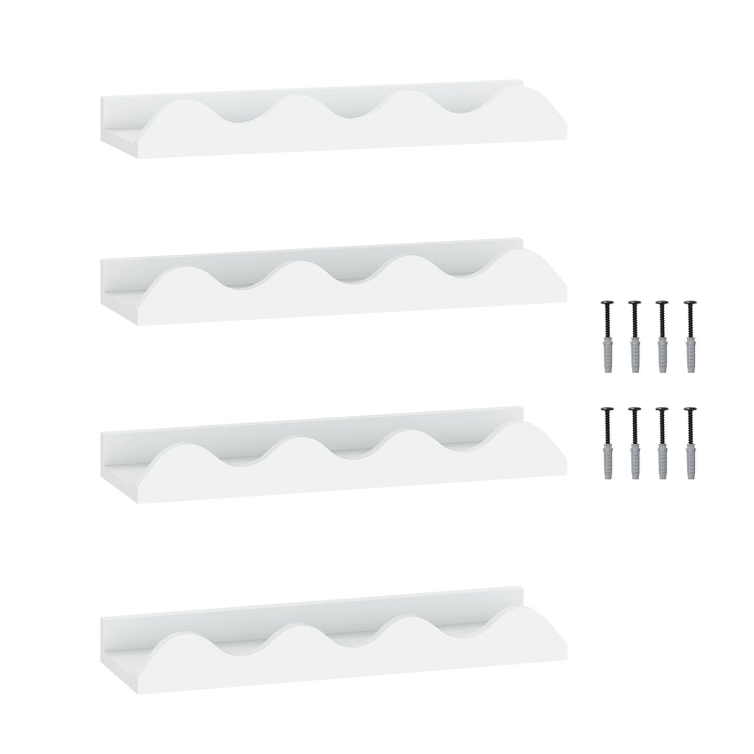 Floating Nursery Book Shelves Set of 4 - White Fir Wood