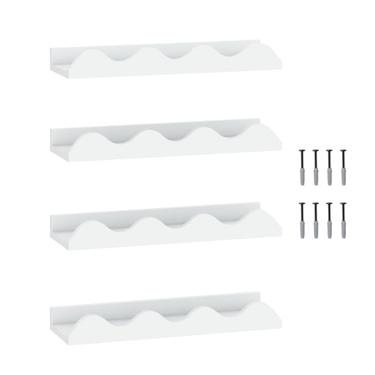 Floating Nursery Book Shelves Set of 4 - White Fir Wood