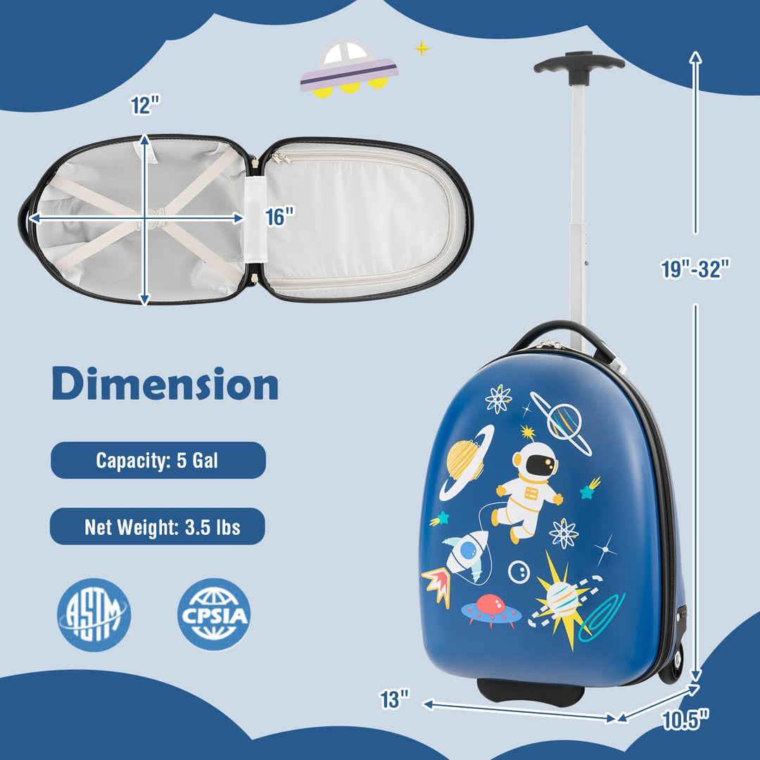 16 Inch Kids Carry-On Luggage Hard Shell Suitcase with Wheels