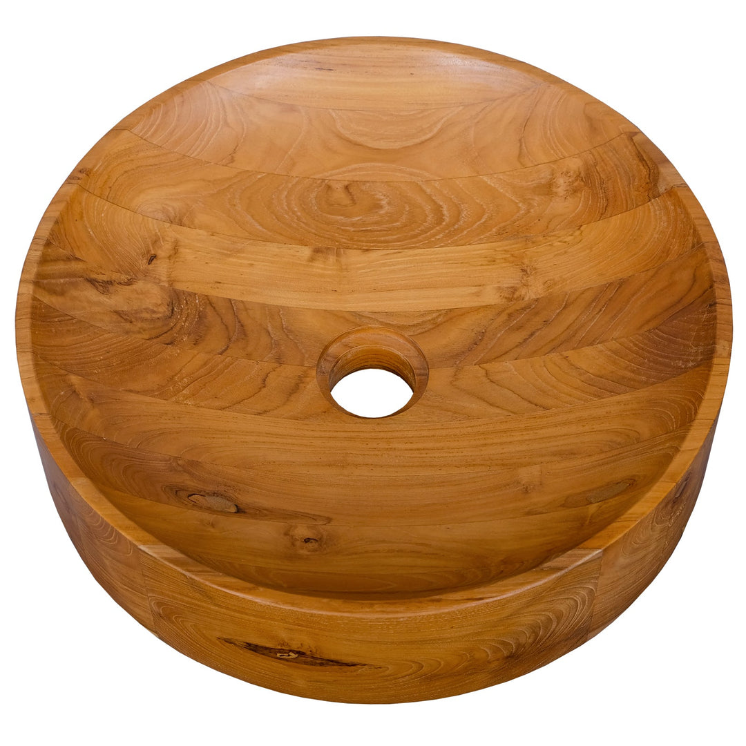 16 Inch Teak Wood Vessel Sink with Rounded Corners