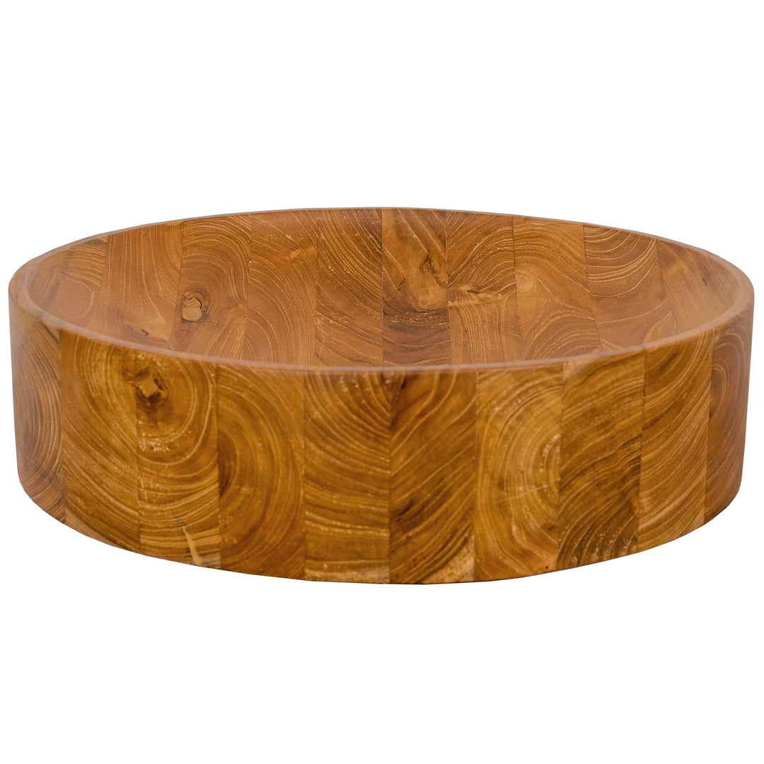 16 Inch Teak Wood Vessel Sink with Rounded Corners