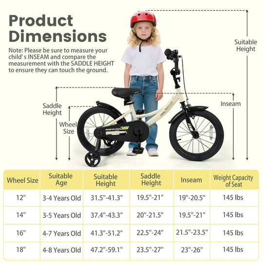 14 Inches Kids Bike Sport Bicycle with Removable Training Wheels