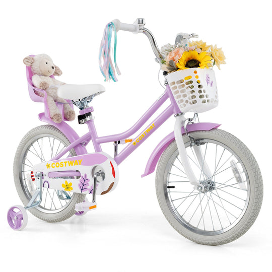 18 Inch Girls Bike Kids Bicycle with Doll Seat and Streamers for Children 4