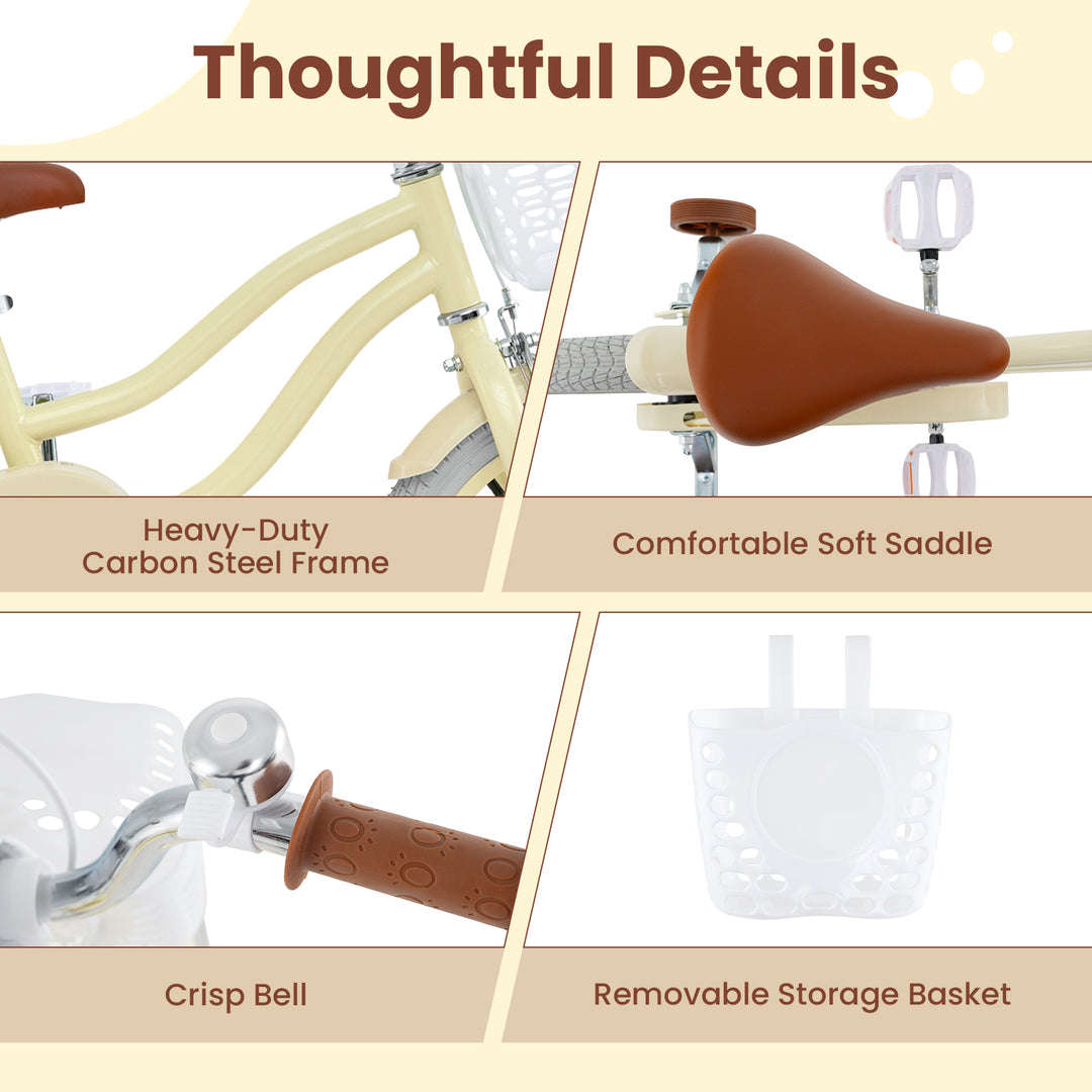 14/16/18 Inch Kids Bike Adjustable with Training Wheels Ages 3-8 Years Olds-16 inches