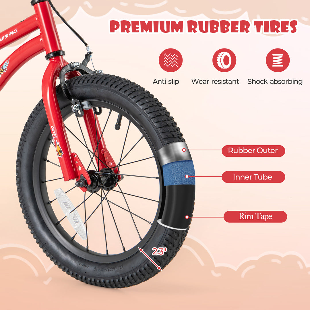 16-Inch Kids Bike Ages 4-7 with Handbrake and Coaster Brake and Bell Ring-16 inches