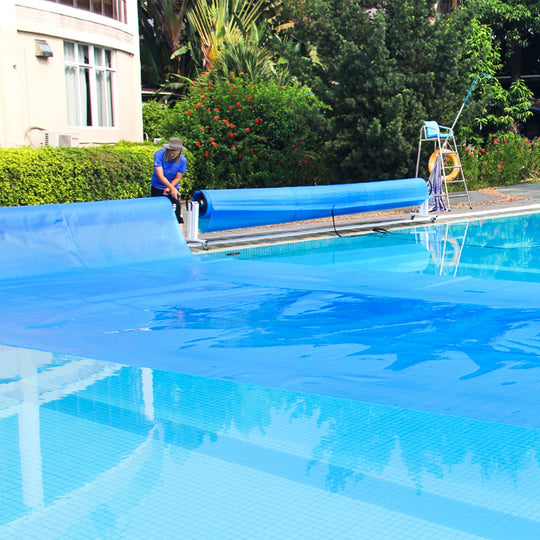 Rectangle Swimming Pool Cover 12-MIL Heat Retaining Pool Solar Blanket with Carrying Bag