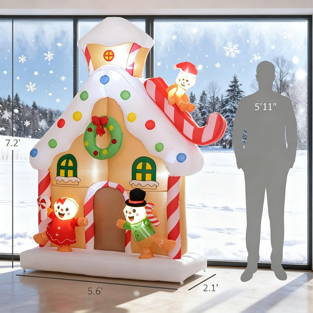 Inflatable Gingerbread House Christmas Decoration 7.2FT with LED Lights