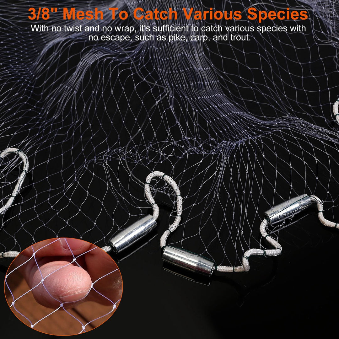 6ft Radius Fishing Cast Net Bait Trap Easy Throw Heavy Duty Hand Cast Net with Chain Sinker Bottom Spread