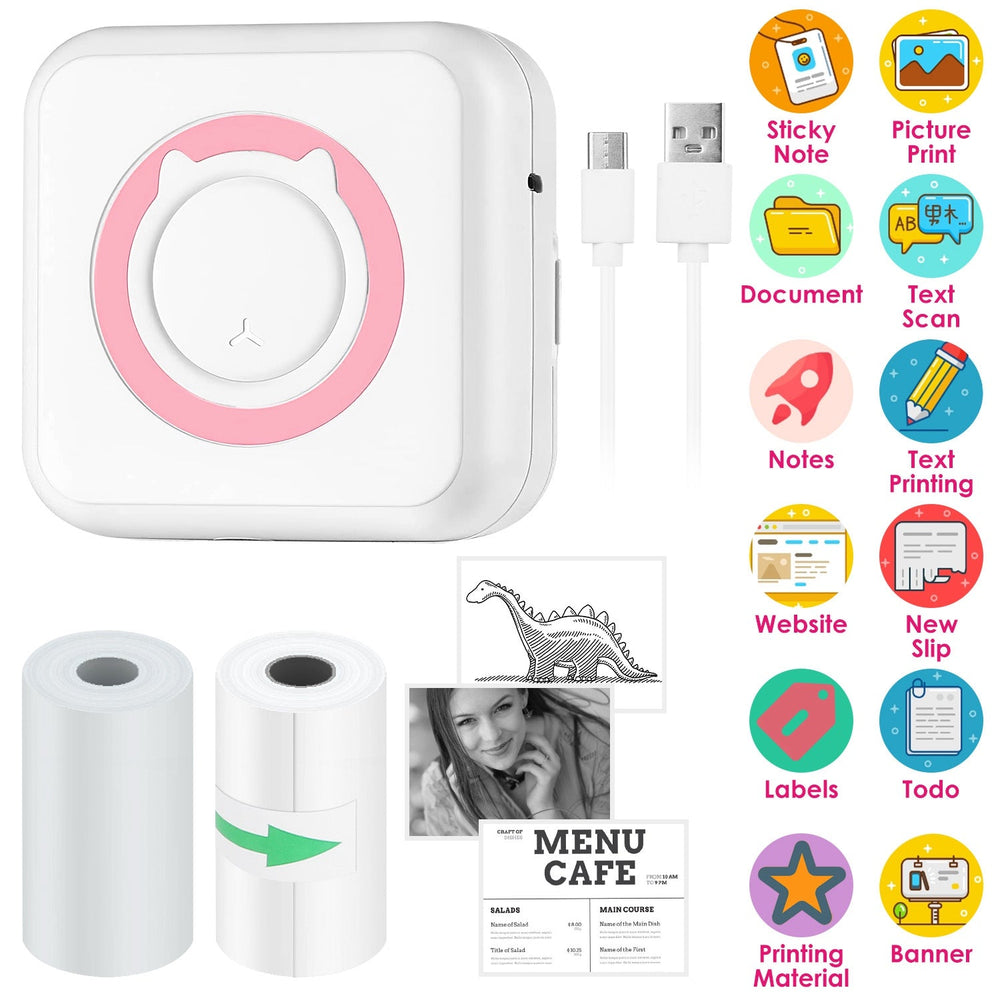 Pocket Wireless Thermal Printer Portable Mini Sticker Maker Machine Rechargeable Inkless Photo PrinterÊfor Printing Label Journal Study Notes Memo Pho