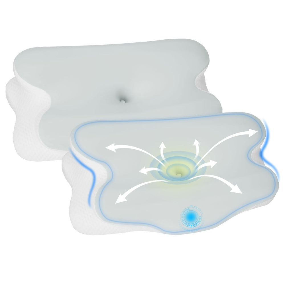 2 Pack Orthopedic Memory Foam Pillows with Cooling Case Neck Support Pillows with Machine Washable Case for Side Back Stomach Sleepers