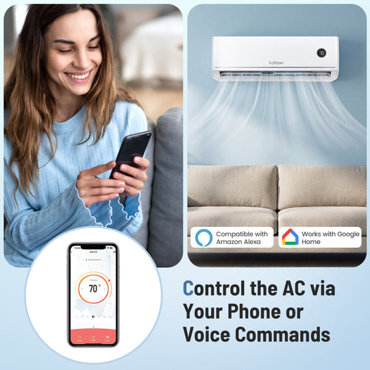 18000 BTU 18.1 SEER2 208/230V Mini Split Air Conditioner Works with Alexa