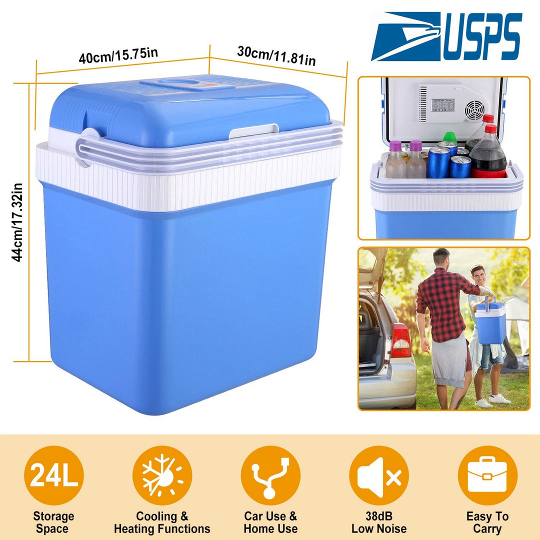 24L Portable Car Cooler 12V Car Refrigerator Travel Cooling Warmer Fridge Box Home Use