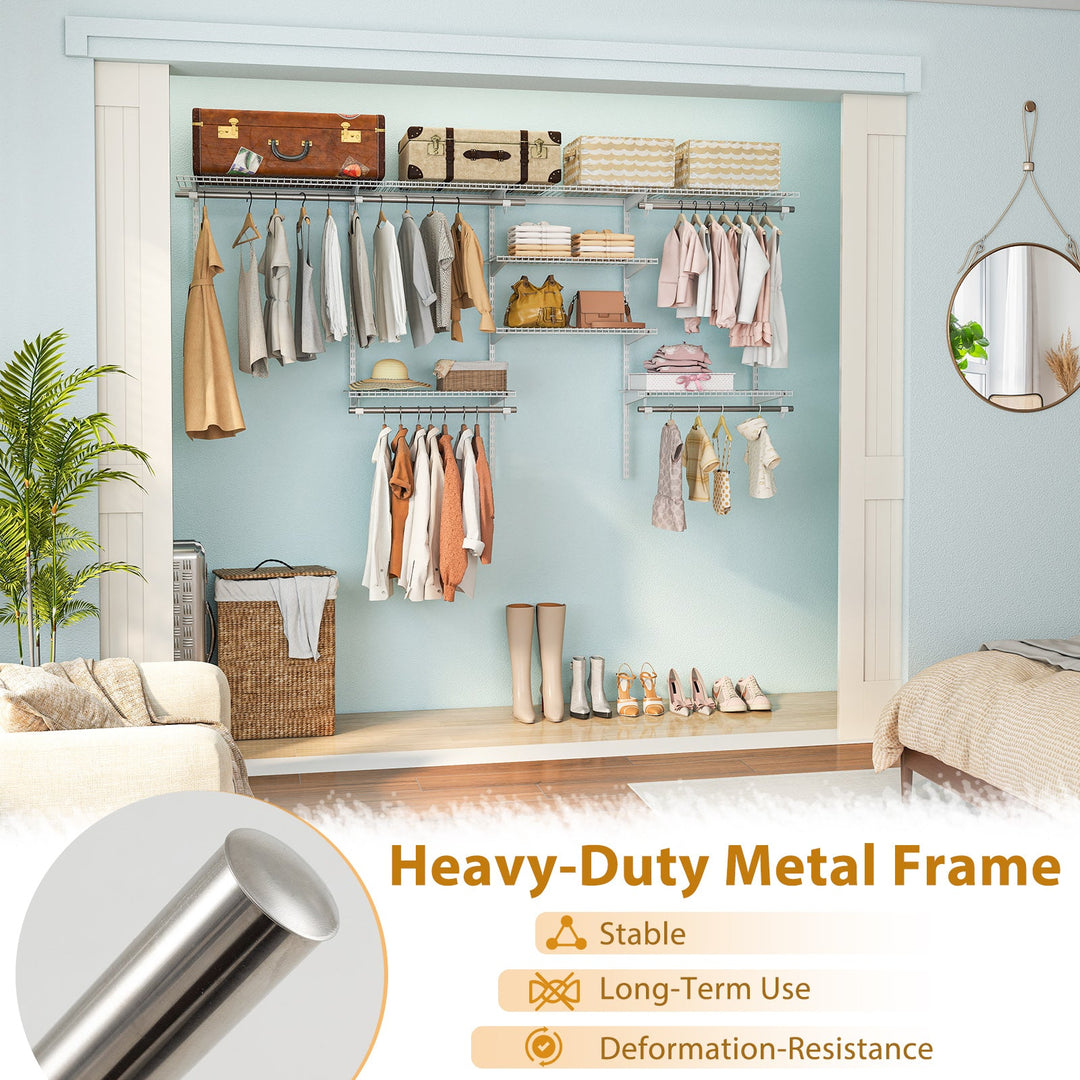 4-8 Feet Closet Organizers and Storage System with Hanging Rod for Laundry Bedroom