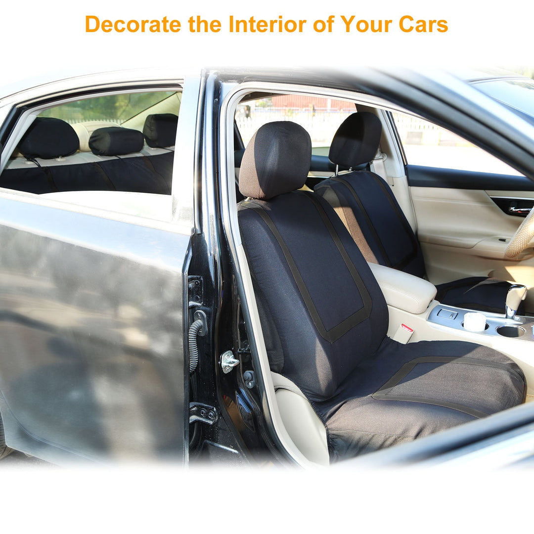 9Pcs Full Set Car Seat Covers For Auto Truck SUV Universal Front Rear Car Seats Headrest Protectors Split Bench Compatible