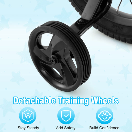 18 Inch Kids Bike with Basket and Training Wheels for Children Aged 4-8 Years Old
