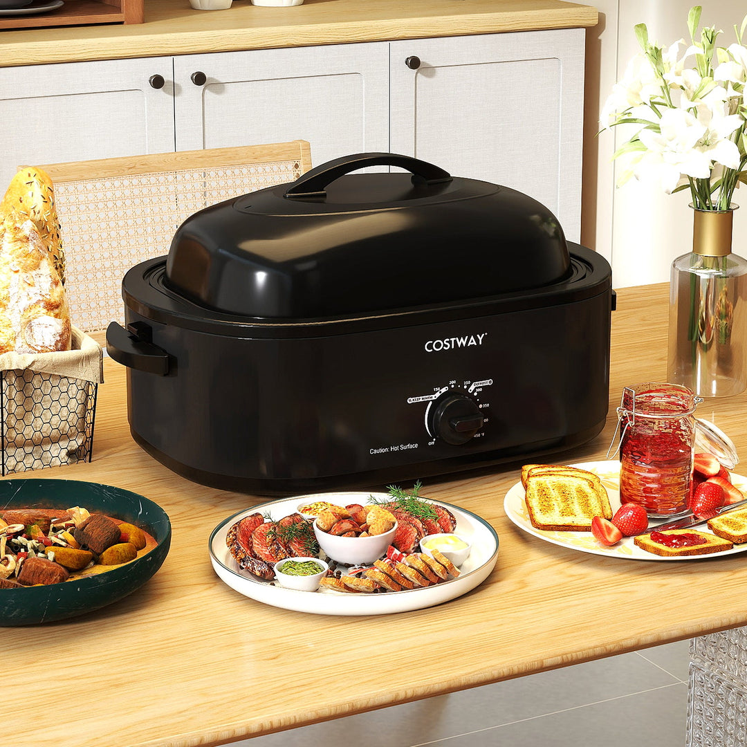 18QT Electric Roaster Oven with Self-Basting Lid Turkey Roaster with Removable Pan