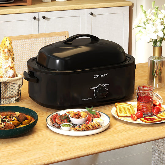18QT Electric Roaster Oven with Self-Basting Lid Turkey Roaster with Removable Pan