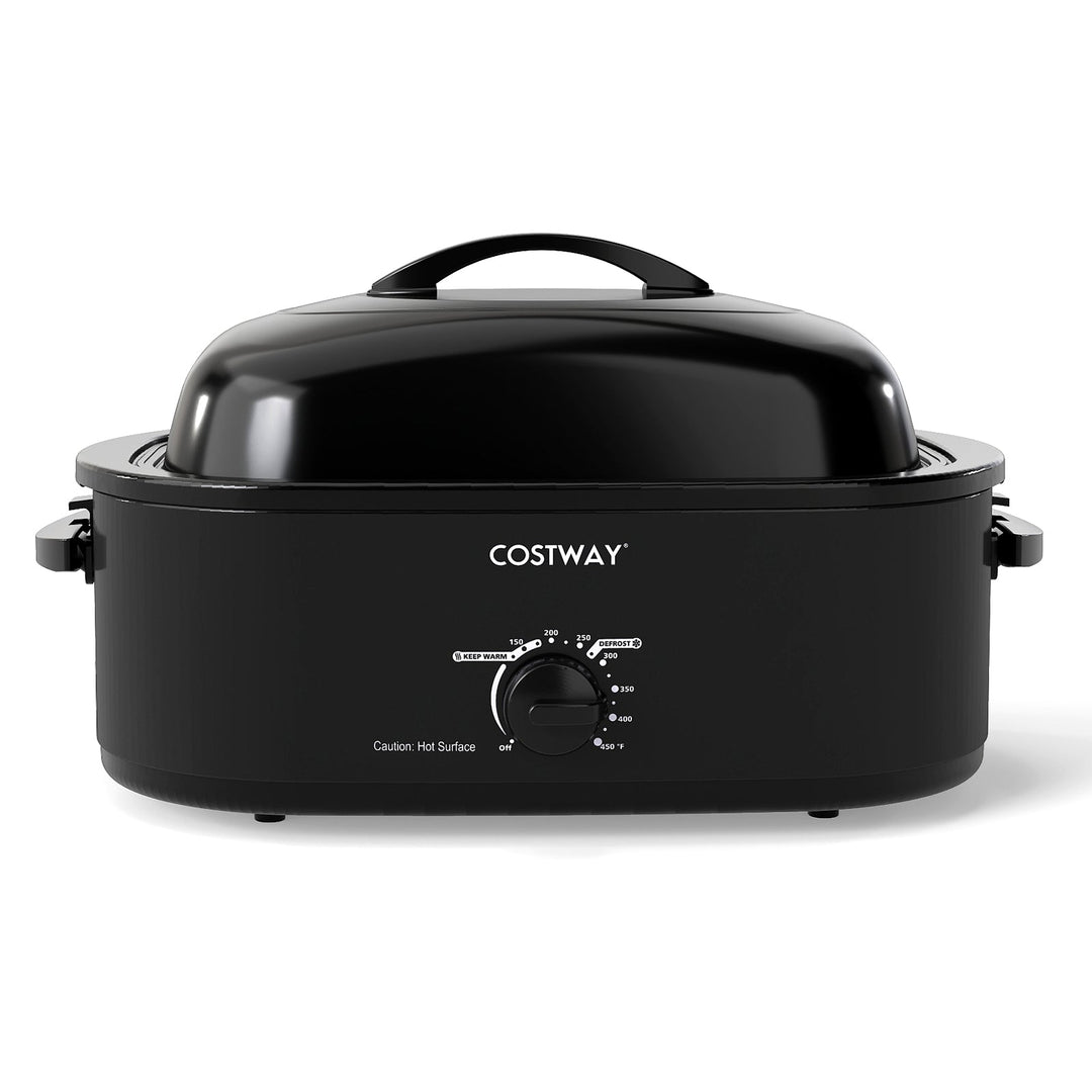 18QT Electric Roaster Oven with Self-Basting Lid Turkey Roaster with Removable Pan
