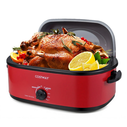 18QT Electric Roaster Oven with Self-Basting Lid Turkey Roaster with Removable Pan