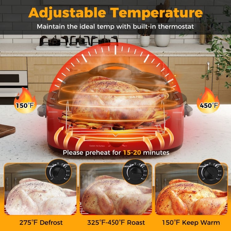 18QT Electric Roaster Oven with Self-Basting Lid Turkey Roaster with Removable Pan