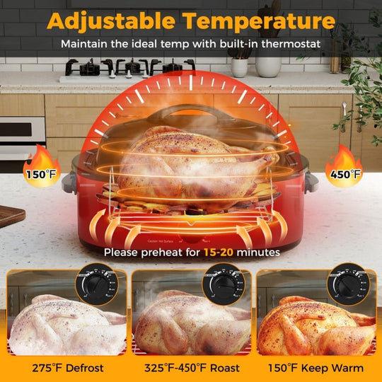 18QT Electric Roaster Oven with Self-Basting Lid Turkey Roaster with Removable Pan
