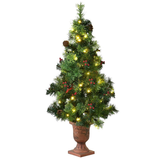 LED Christmas Tree with Red Berries Pine Cones