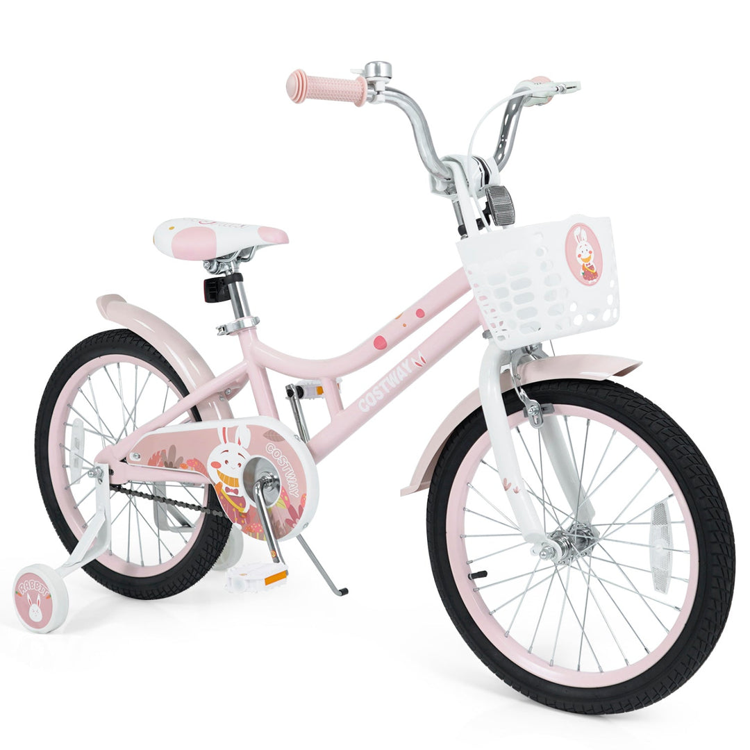 18 Inch Kids Bike with Training Wheels and Front Basket