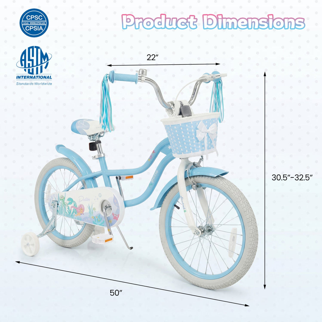 Kids Bike 12-20 Inch with Training Wheels & Basket