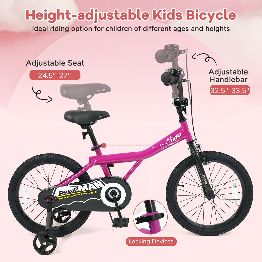 Kids Bike 14-Inch with Removable Training Wheels Pink