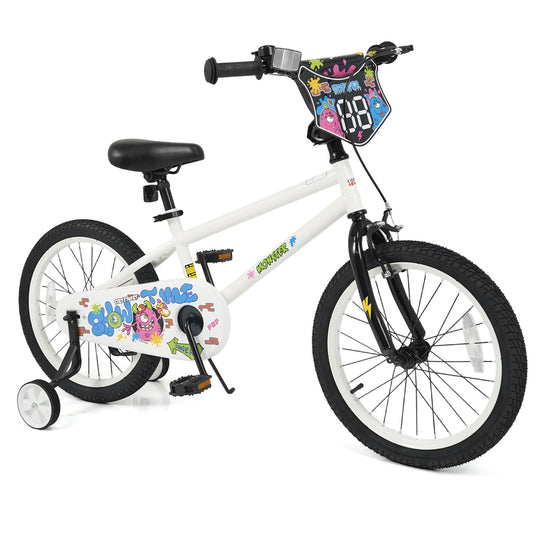 Kids Bike with Training Wheels 12-18 Inch White