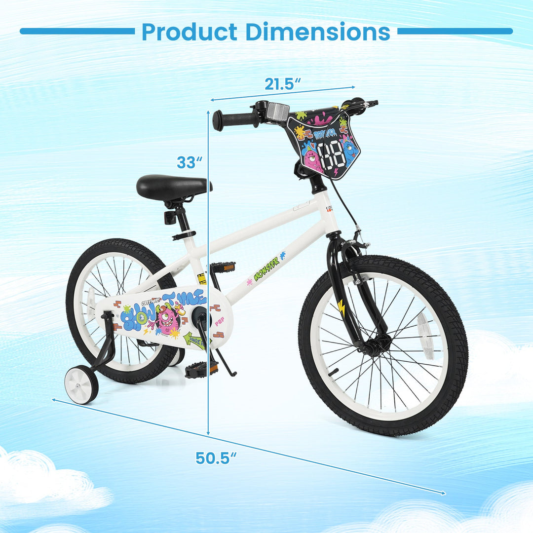Kids Bike with Training Wheels 12-18 Inch White