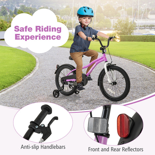 Kids Bike 18-Inch Children Training Bicycle with 2 Brake for 4-8 Years Old