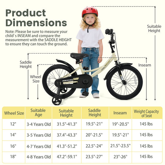 14 Inches Kids Bike Sport Bicycle with Removable Training Wheels