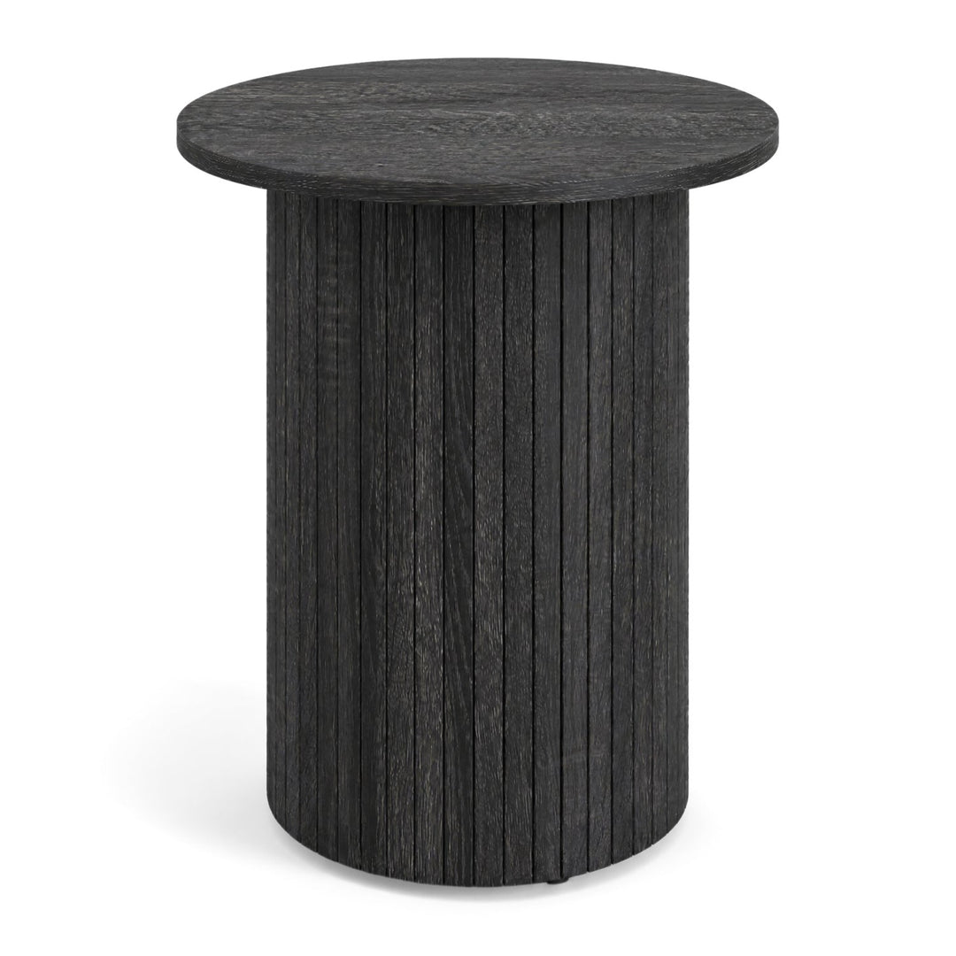 18" Round Fluted Side Table with Pedestal Drum Base