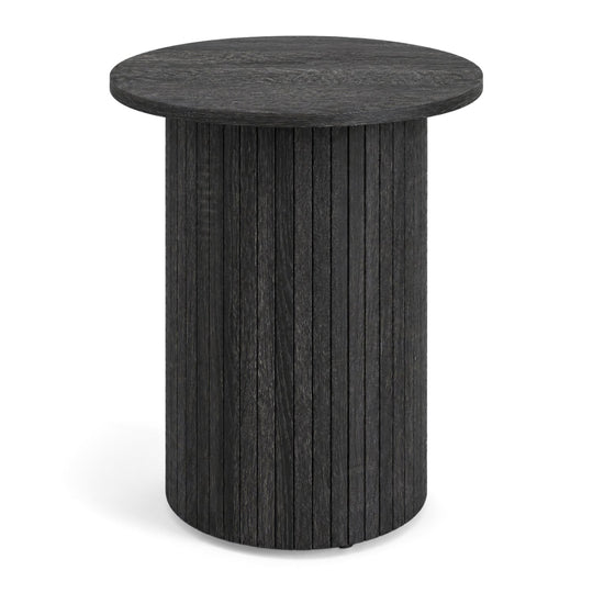 18" Round Fluted Side Table with Pedestal Drum Base