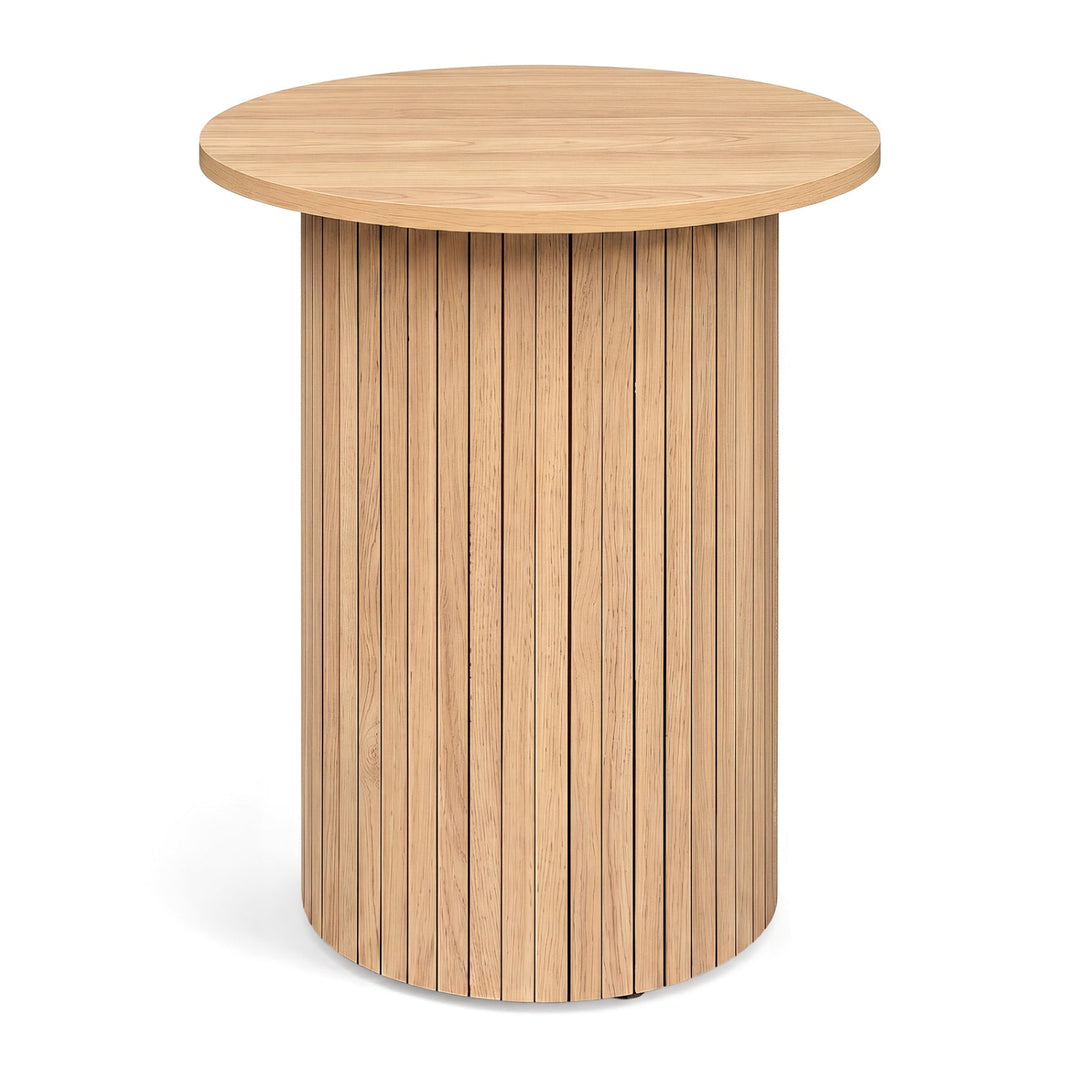 18" Round Fluted Side Table with Pedestal Drum Base