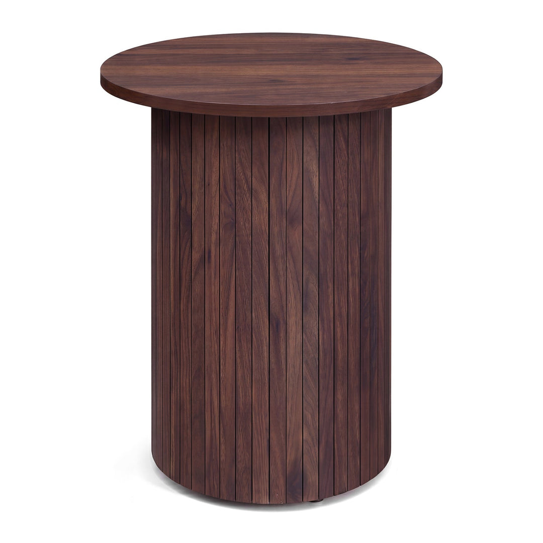 18" Round Fluted Side Table with Pedestal Drum Base